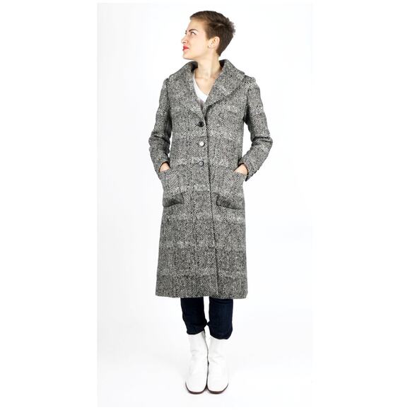 Vintage 1950s Black & White Tweed Knit Coat by Norell for I. Magnin | XS/Small - Picture 3 of 9